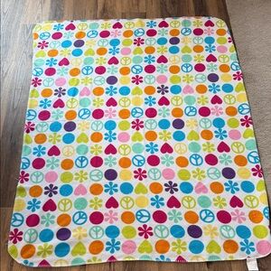 Rare Colorful peace sign flowers polkadots circles hippie kohls blanket kid soft